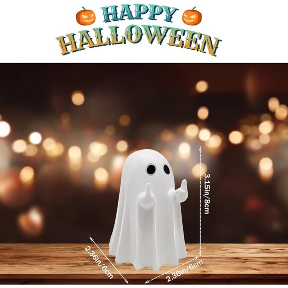 Halloween Resin Ghost Middle Finger Figurine Statue Decorations For Home Decor - Picture 3 of 7